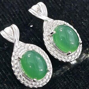 Silver Green Onyx (3.3ct) Rhodium Plated Earrings
